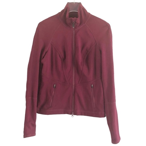 Zella Athletic Running Jacket Mock Neck Double Zip Maroon Medium - Picture 8 of 8